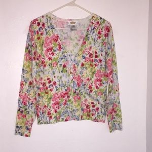 Talbots floral button up cardigan